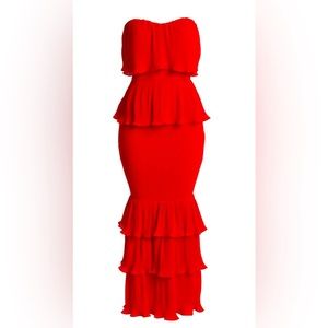 Red strapless ruffle dress JLuxlabel